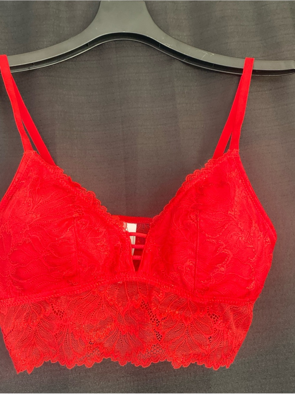 Auden Vibrant Red Lace Bralette with Strappy Detail
